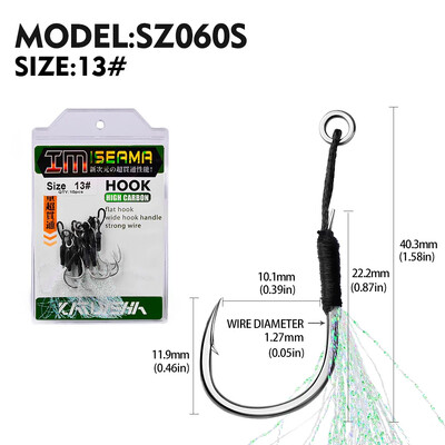 PROBEROS10db fém Jig Tail Assist horgok 11-19# PE zsinórral, tömör gyűrűs horgász horoggal 5-80g-os csali horgász horgokhoz