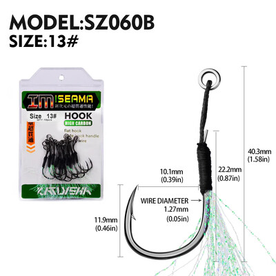 PROBEROS10db fém Jig Tail Assist horgok 11-19# PE zsinórral, tömör gyűrűs horgász horoggal 5-80g-os csali horgász horgokhoz