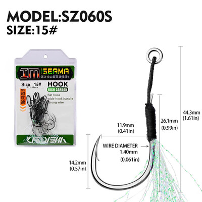 PROBEROS10db fém Jig Tail Assist horgok 11-19# PE zsinórral, tömör gyűrűs horgász horoggal 5-80g-os csali horgász horgokhoz