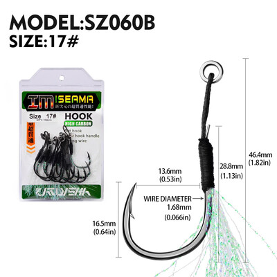 PROBEROS10db fém Jig Tail Assist horgok 11-19# PE zsinórral, tömör gyűrűs horgász horoggal 5-80g-os csali horgász horgokhoz