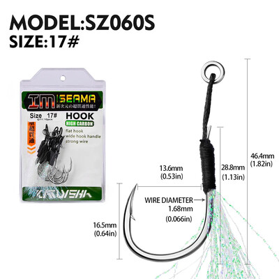 PROBEROS10db fém Jig Tail Assist horgok 11-19# PE zsinórral, tömör gyűrűs horgász horoggal 5-80g-os csali horgász horgokhoz