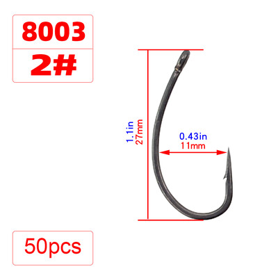 Hirisi 50ks povlakované vysoko uhlíkové nehrdzavejúce oceľové rybárske háčiky s ostňami na kapry v originálnej maloobchodnej krabici 8003