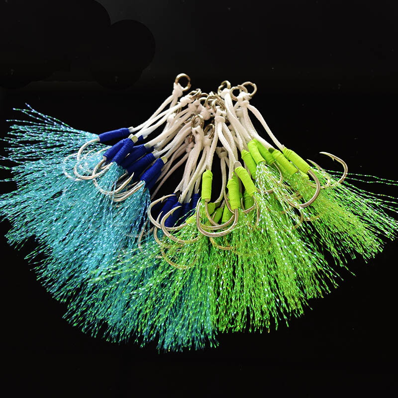 5 kom/veličina vrećice 10 do 20 Udice za užad s pernatim užetom za pecanje iz čamca Pretežak čelik s visokim udjelom ugljika Dvostruka udica za pomoć pri sporom trzanju