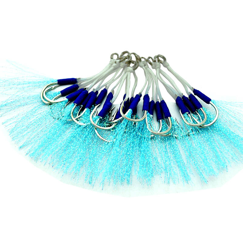 5 kom/veličina vrećice 10 do 20 Udice za užad s pernatim užetom za pecanje iz čamca Pretežak čelik s visokim udjelom ugljika Dvostruka udica za pomoć pri sporom trzanju