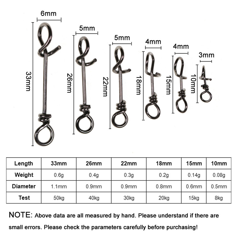 50 ks zosilnených nerezových rýchloupínacích sponiek na pružinové svorky, konektor na návnady, príslušenstvo na rybolov v slanej vode