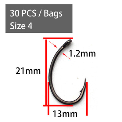30 DB horog ponty PTFE bevonat ponty horgok magas széntartalmú acél matt fekete mikrohorggal 2 4 6 8 Tartozékok pontyhorgász felszereléshez