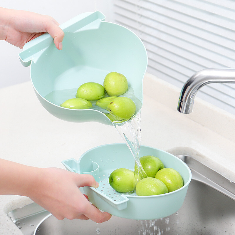 Vaisių lėkštė svetainei, dvisluoksnis vaisių dubuo, daugiafunkcis buitinis drenažas, plastikinis kūrybinis vaisių krepšelis, tinginiai valgantys meliono sėklų artefaktą