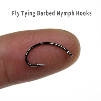 Wifreo 100PCS Fly Tying Hook Nymph Bug Shrimp Scud Pupae Larvae Caddis Flies Fishing Hook #8~#16 Fly Fishing Hook