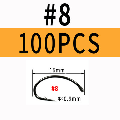 Wifreo 100 DB Légykötő horog Nympha Bug Garnélarák Scud Pupae Larvae Caddis Flies Horgászhorgok #8~#16 Légyhorgász