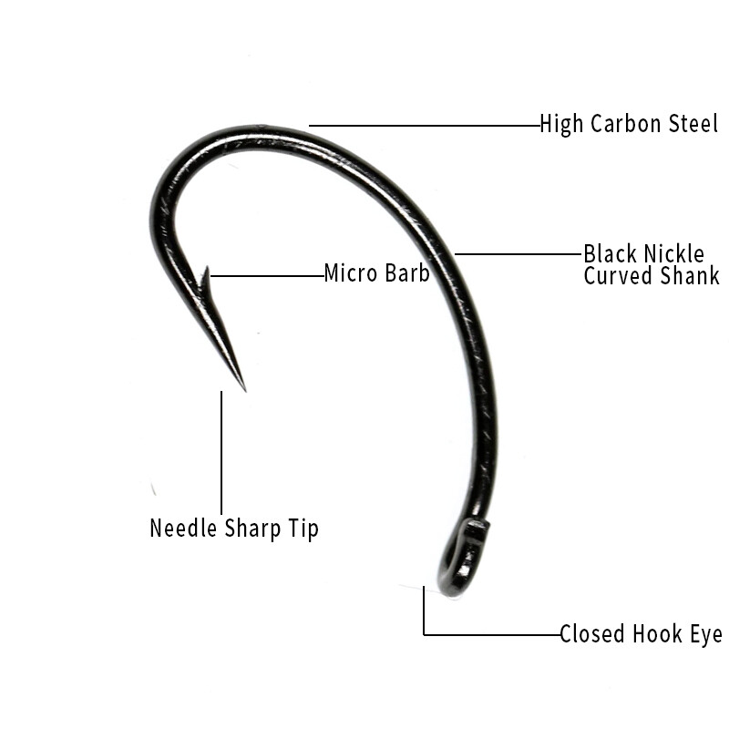 Wifreo 100 DB Légykötő horog Nympha Bug Garnélarák Scud Pupae Larvae Caddis Flies Horgászhorgok #8~#16 Légyhorgász