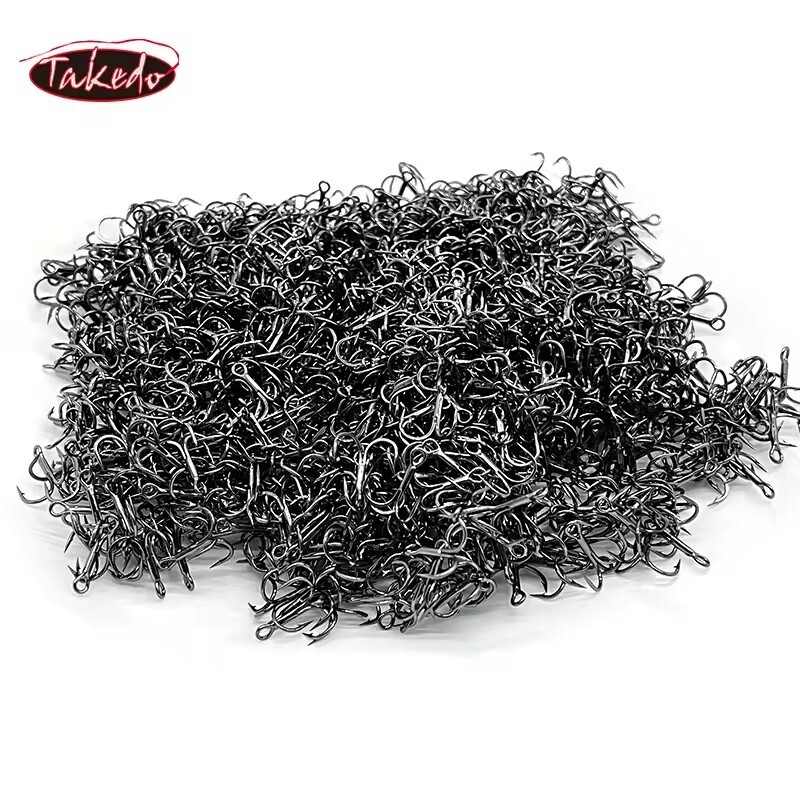 BKK 6062-1X-NP háromszoros horog BT621 fekete nikkel hármas horgász horgok 1# - 12# kerek hegyű horgászhorog sósvízi édesvízi horgászathoz