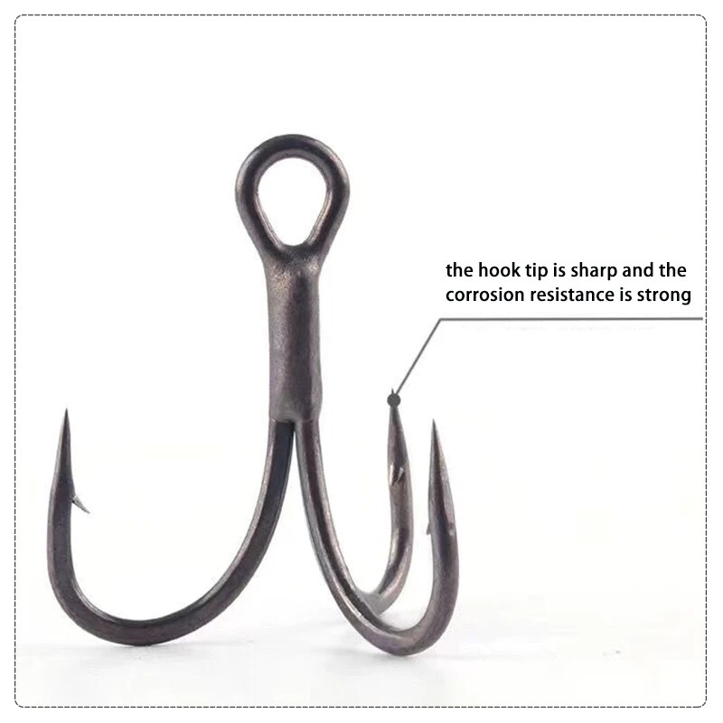 BKK 6062-1X-NP háromszoros horog BT621 fekete nikkel hármas horgász horgok 1# - 12# kerek hegyű horgászhorog sósvízi édesvízi horgászathoz