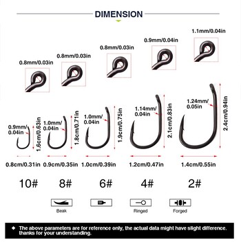 PTFE Γάντζοι κυπρίνου 100 τμχ/Παρτίδα TK Matt Black 2# 4# 6# 8# 10#Sharp Hook Beak Point Αγκιστόροι ψαρέματος με δωρεάν κουτί