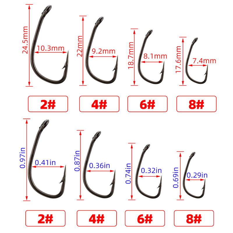Cârlig de pește ghimpat din oțel cu înaltă carbon acoperit cu PTFE, 15 buc, cu accesorii pentru pescuit la crap X702
