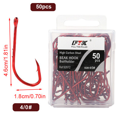 50-100 vnt Daug anglies plieno jaukų laikikliai žvejybos kabliukai raudoni 4/0#-10# snapas spygliuotas ilgas kotas Jig sliekinių kabliukų priedai