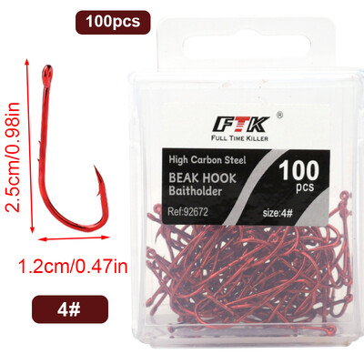 50-100 vnt Daug anglies plieno jaukų laikikliai žvejybos kabliukai raudoni 4/0#-10# snapas spygliuotas ilgas kotas Jig sliekinių kabliukų priedai