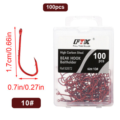 50-100 vnt Daug anglies plieno jaukų laikikliai žvejybos kabliukai raudoni 4/0#-10# snapas spygliuotas ilgas kotas Jig sliekinių kabliukų priedai