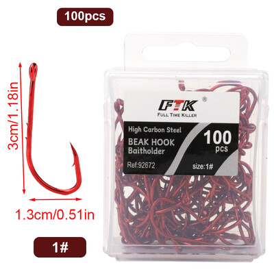 50-100 vnt Daug anglies plieno jaukų laikikliai žvejybos kabliukai raudoni 4/0#-10# snapas spygliuotas ilgas kotas Jig sliekinių kabliukų priedai