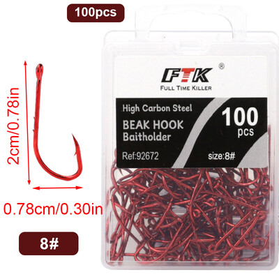 50-100 vnt Daug anglies plieno jaukų laikikliai žvejybos kabliukai raudoni 4/0#-10# snapas spygliuotas ilgas kotas Jig sliekinių kabliukų priedai