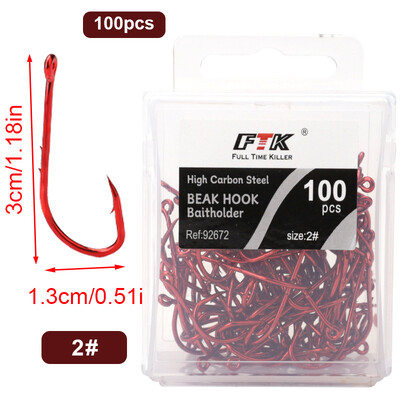 50-100 vnt Daug anglies plieno jaukų laikikliai žvejybos kabliukai raudoni 4/0#-10# snapas spygliuotas ilgas kotas Jig sliekinių kabliukų priedai