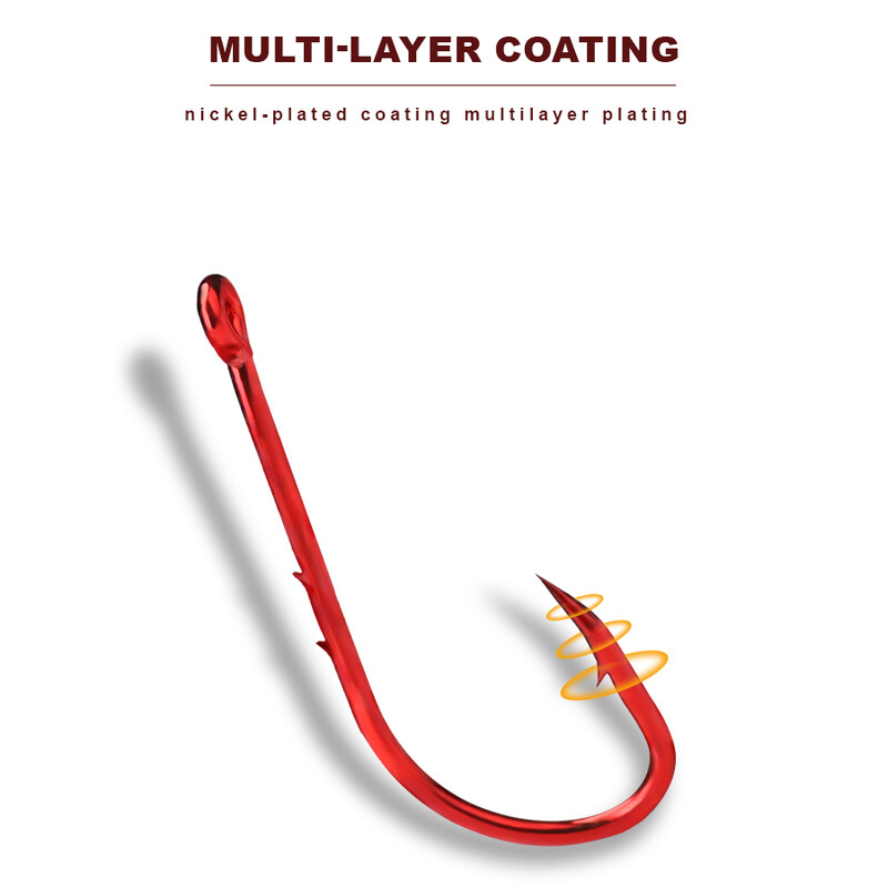 50-100 vnt Daug anglies plieno jaukų laikikliai žvejybos kabliukai raudoni 4/0#-10# snapas spygliuotas ilgas kotas Jig sliekinių kabliukų priedai