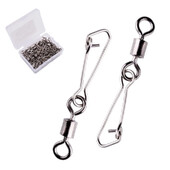 50 ks/krabica Nerezový rybársky otočný háčik s ložiskom #2/0 - #14 s karabínou a konektorom na rybárske náčinie
