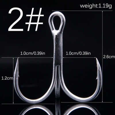 10 ks/sada hrubých trojháčikov, silný ťah, 2# 4# 6# 8# 10# 12# okrúhle skladané trojité rybárske háčiky z vysoko uhlíkovej ocele, nové 2019