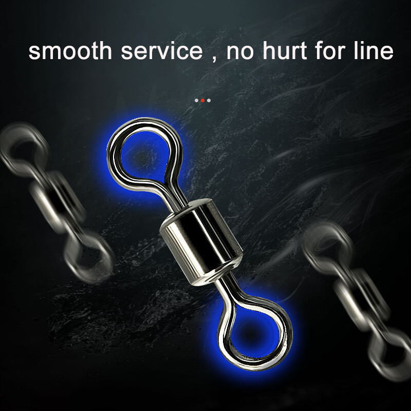 100 GAB makšķerēšanas savienotāju piederumi, grozāmi zvejas āķi, auklas savienotāji, nerūsējošā tērauda zivju piederumi