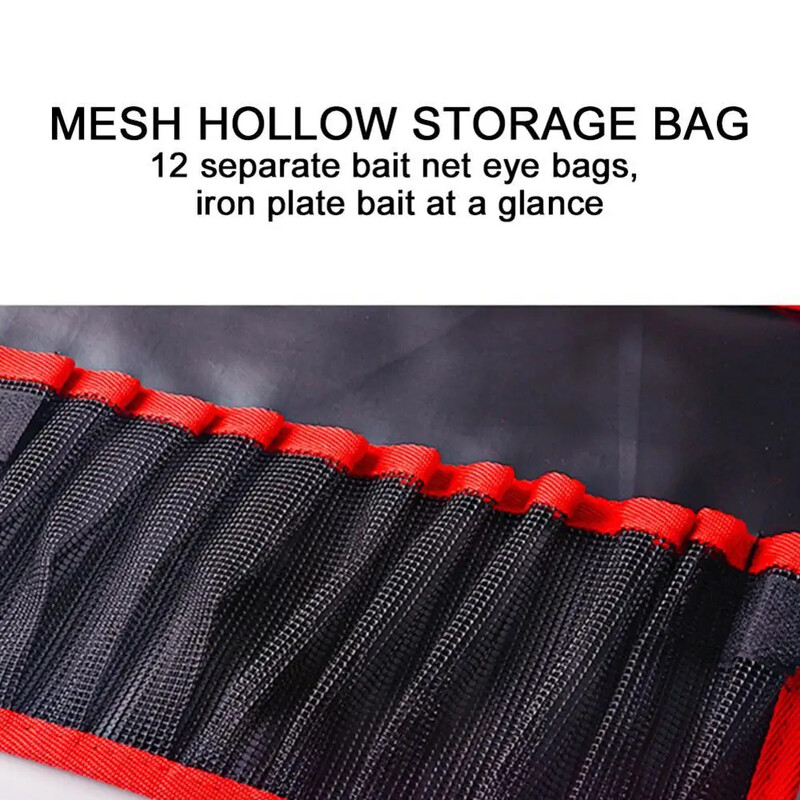 Geantă de momeli de pescuit cu 12 sloturi Geantă de pescuit Organizator de momeli Geantă de depozitare a momelilor, rezistentă la apă, reglabilă, buzunar pentru momeli de pescuit