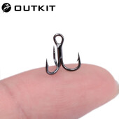 OUTKIT 10 vnt 3x stiprus Super Sharp Apvalus Treble Hook Antikorozinis daug anglies plieno 10-18# Sea Treble Hooks žvejybos reikmenys