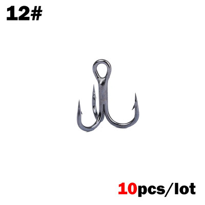 OUTKIT 10 vnt 3x stiprus Super Sharp Apvalus Treble Hook Antikorozinis daug anglies plieno 10-18# Sea Treble Hooks žvejybos reikmenys