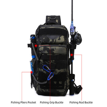 Fishing Lure Chest Bag Multifunction Tackle Camo Tactical Single Shoulder Crossbody σακίδιο πλάτης Εξοπλισμός ψαρέματος με κοντάρι