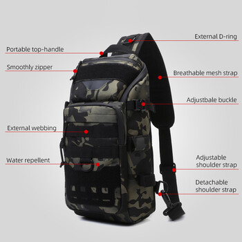 Fishing Lure Chest Bag Multifunction Tackle Camo Tactical Single Shoulder Crossbody σακίδιο πλάτης Εξοπλισμός ψαρέματος με κοντάρι