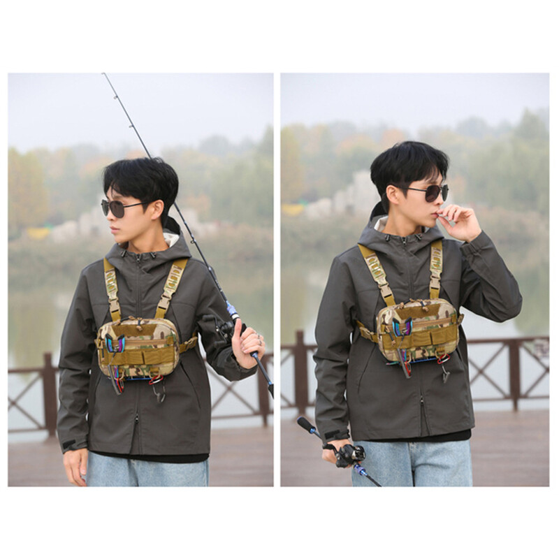 Rybárske náprsné tašky, pánske taktické tašky, náprsné batohy, molle nylonové lezecké kempingové batohy, outdoorové cestovné vesty, anny batohy