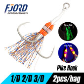 FJORD 2 vnt./maišelis pagalbinis kabliukas, spygliuotas UV taškas, švytintis lydekas, anglies dioksidas, plieninis žvejybos kabliukas jūra Žiemos poledinės žūklės priedai