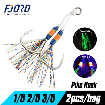 FJORD 2 vnt./maišelis pagalbinis kabliukas, spygliuotas UV taškas, švytintis lydekas, anglies dioksidas, plieninis žvejybos kabliukas jūra Žiemos poledinės žūklės priedai