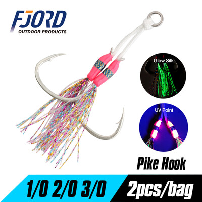 FJORD 2 vnt./maišelis pagalbinis kabliukas, spygliuotas UV taškas, švytintis lydekas, anglies dioksidas, plieninis žvejybos kabliukas jūra Žiemos poledinės žūklės priedai