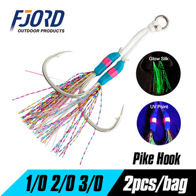 FJORD 2 vnt./maišelis pagalbinis kabliukas, spygliuotas UV taškas, švytintis lydekas, anglies dioksidas, plieninis žvejybos kabliukas jūra Žiemos poledinės žūklės priedai