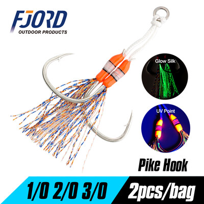FJORD 2 vnt./maišelis pagalbinis kabliukas, spygliuotas UV taškas, švytintis lydekas, anglies dioksidas, plieninis žvejybos kabliukas jūra Žiemos poledinės žūklės priedai