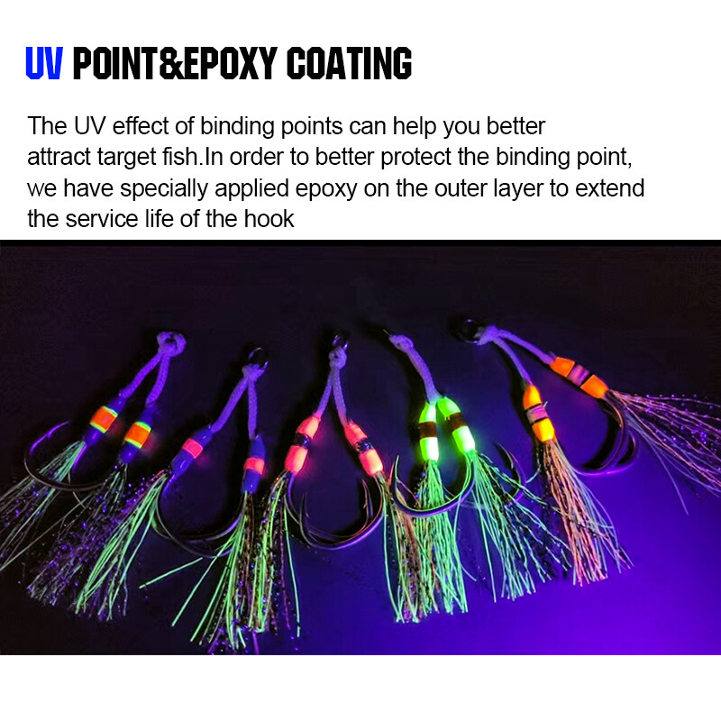 FJORD 2 vnt./maišelis pagalbinis kabliukas, spygliuotas UV taškas, švytintis lydekas, anglies dioksidas, plieninis žvejybos kabliukas jūra Žiemos poledinės žūklės priedai