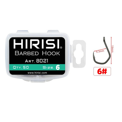 Hirisi 50 vnt PTFE dengtas daug anglies nerūdijančio plieno spygliuotas žuvies kabliukas su akimi 8021 karpių žvejybos priedai
