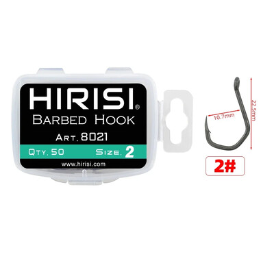 Hirisi 50 vnt PTFE dengtas daug anglies nerūdijančio plieno spygliuotas žuvies kabliukas su akimi 8021 karpių žvejybos priedai