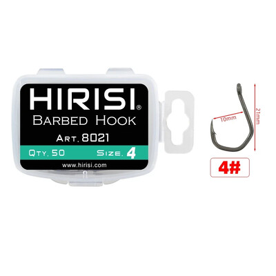 Hirisi 50 vnt PTFE dengtas daug anglies nerūdijančio plieno spygliuotas žuvies kabliukas su akimi 8021 karpių žvejybos priedai