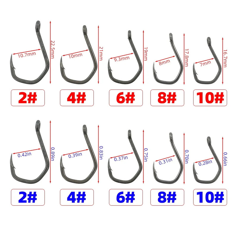 Hirisi 50 vnt PTFE dengtas daug anglies nerūdijančio plieno spygliuotas žuvies kabliukas su akimi 8021 karpių žvejybos priedai