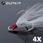 OUTKIT 10 vnt Masalo treble kabliukai 4x stiprumo su plunksniniais reikmenimis žvejybos kabliukas, stipresnis anglies plieno spygliuotas kabliukas Pesca