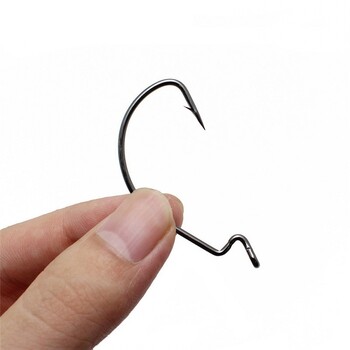 50Pcs/Lot Fishing Hook Μαλακά σκουλήκια Hooks High Carbon Steel Wide Super Lock Fishhooks Offset Hook 8#-5/0 Hamecon Texan