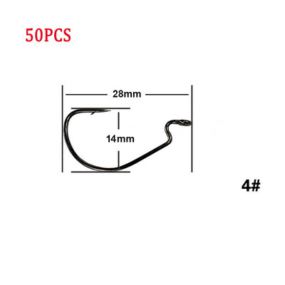 50gab/partija Makšķerēšanas āķis Mīksts tārpu āķi ar augstu oglekļa tēraudu plats Super Lock Fishhoos Offset āķis 8#-5/0 Hamecon Texan
