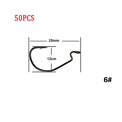 50gab/partija Makšķerēšanas āķis Mīksts tārpu āķi ar augstu oglekļa tēraudu plats Super Lock Fishhoos Offset āķis 8#-5/0 Hamecon Texan