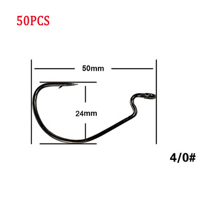 50gab/partija Makšķerēšanas āķis Mīksts tārpu āķi ar augstu oglekļa tēraudu plats Super Lock Fishhoos Offset āķis 8#-5/0 Hamecon Texan