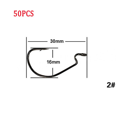 50gab/partija Makšķerēšanas āķis Mīksts tārpu āķi ar augstu oglekļa tēraudu plats Super Lock Fishhoos Offset āķis 8#-5/0 Hamecon Texan